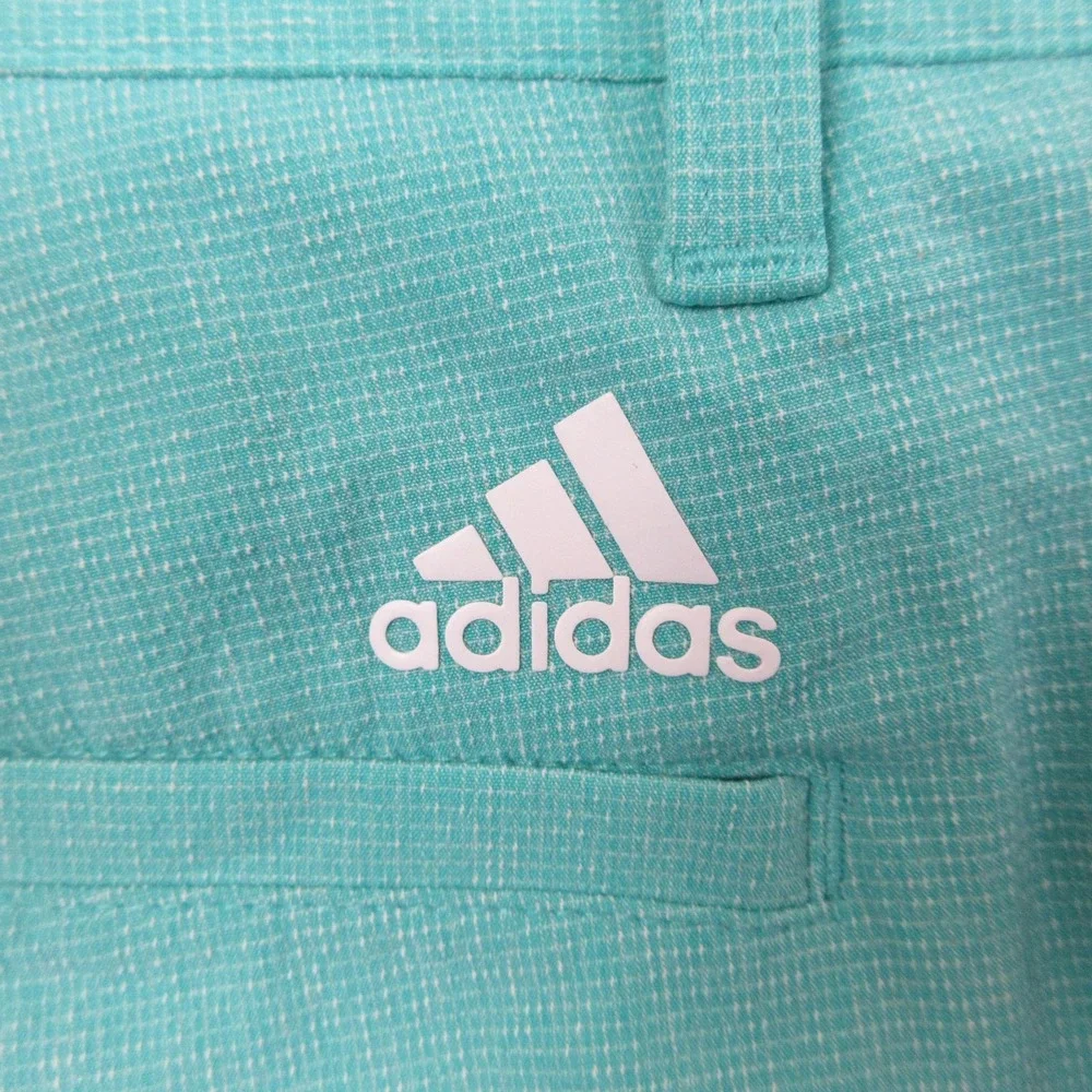 Adidas Crosshatch Golf Shorts Men 34x10 Green Stretch Performance Preppy Resort